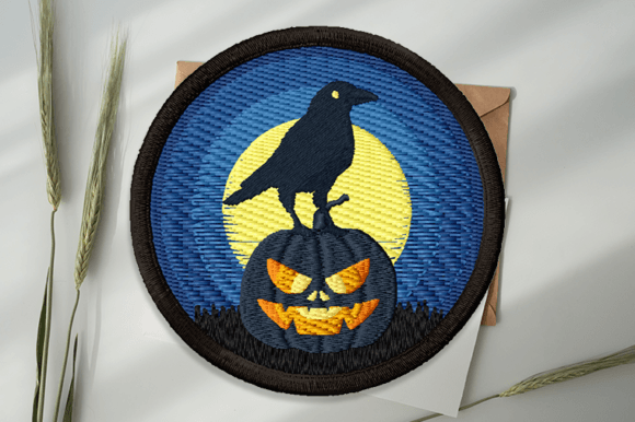 Crow with Halloween Pumpkin