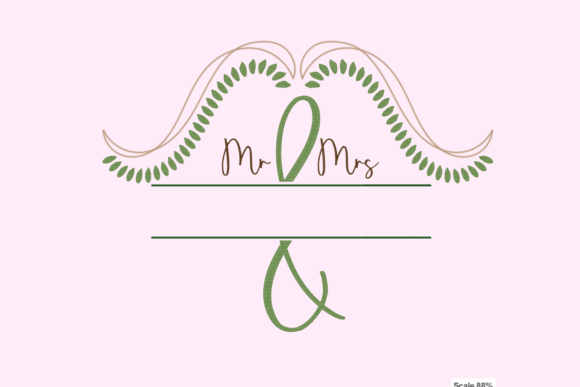 Mr Mrs Monogram Leaf Wreath