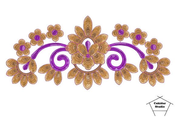 Purple Twig Flowers: Elegant Abstract Embroidery for Boutique Apparel