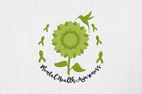 Sunflower Hummingbird Green Ribbon